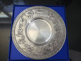 Zinn Teller Handwerk Relief 95% 