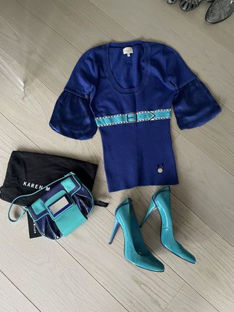 Karen Millen Two Tone Blue Vintage (sac,chemise,talons)