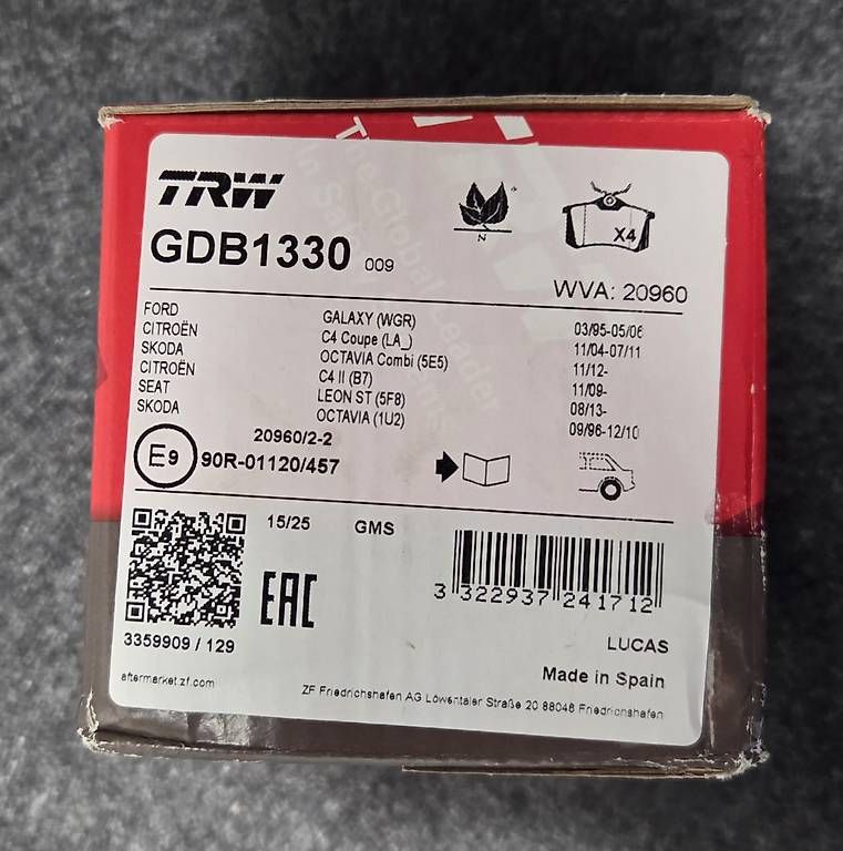 Tutti pezzi di ricambio auto: TRW COTEC GDB1330 Bremsbeläge – Usato da Zürich venduto da zor_grs5