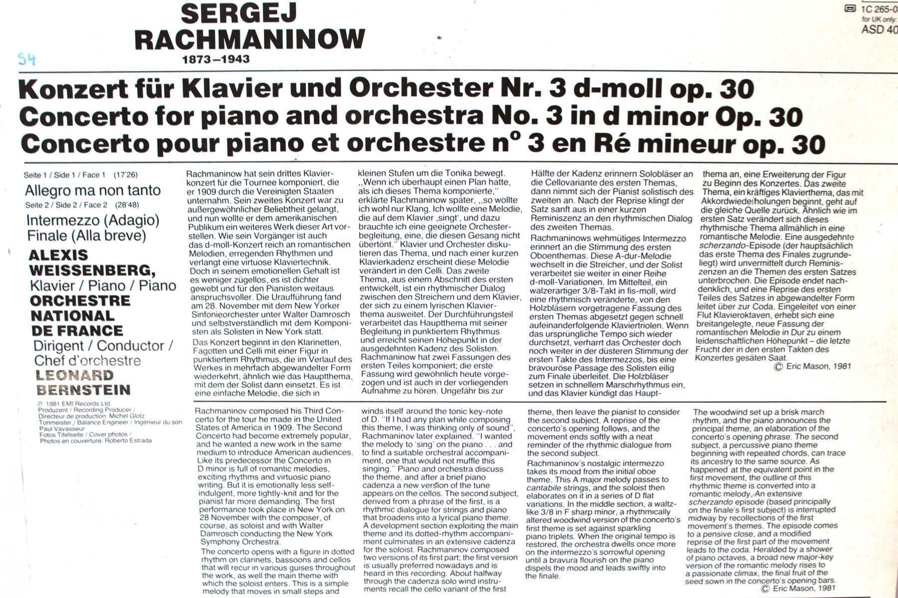 Autogramme: Rachmaninov / Weissenberg / Bernstein – Gebraucht aus Bern von kultiges 4