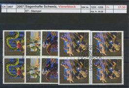 2007 "Sagenhafte Schweiz", Viererblock, ET - Stempel