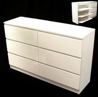57048 - Hochglanz Sideboard mit 6 Schubladen Kommode Schrank