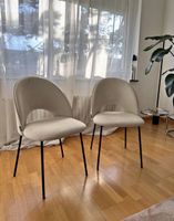 2x Esszimmerstühle Beliani hellbeige Stoff, Metallfüsse