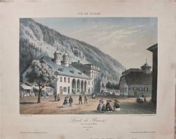 Leukerbad Tonlithographie von Deroy