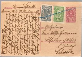 1920 WIEN POSTKARTE MIT MISCHFRANKATUR VON HAND ENTWERTET