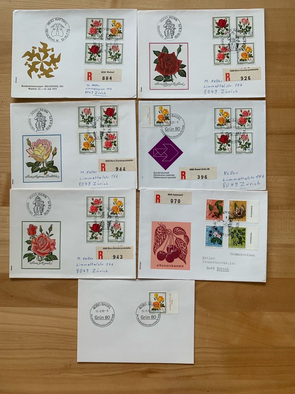 Alle Briefmarken: Briefmarken Couverts Pro Juventute 1972,73 – Gebraucht aus Zürich von ruedigg
