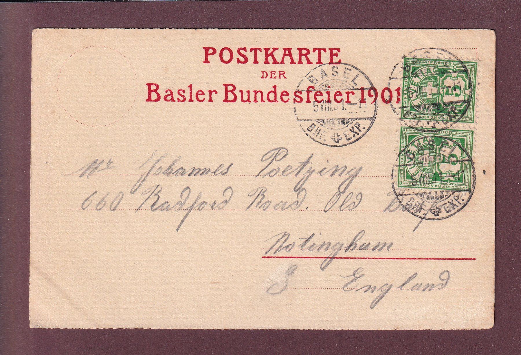 Cartoline postali: BASEL - Festspiel 1901 // Eckbug // – Usato da Pully venduto da nicecards 1