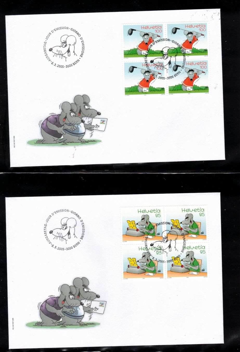 Alle Briefmarken: 2005 FDC 4er Uli Stein aus ABO – Gebraucht aus Rheinau von loxis