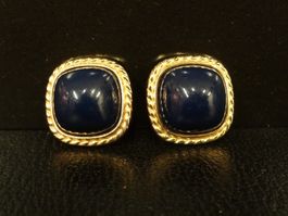 Vintage Ohrclips Clips Ohrschmuck Blau Gold 60er 70er 80er