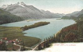 Sils (GR) Silsersee und Piz La Margna Alte Ansichtskarte