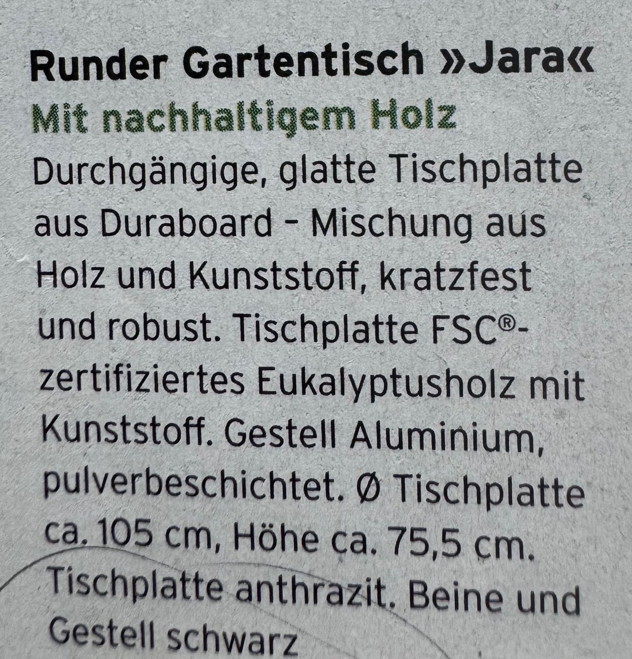 Tavoli: Gartentisch rund, Gestell aus Aluminium schwarz – Usato da Gutenswil venduto da eliane67 4