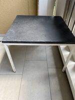 Kleiner Beistelltisch mit Schieferplatte, Metallgestell weis