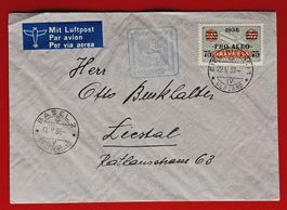 PRO AERO 26 FLUGPOST BIEL BIENNE BERN BASEL LIESTAL 1938