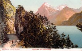 GRUSS aus FLÜELEN - alte Ansichtskarte 1906 SCHIFF-O