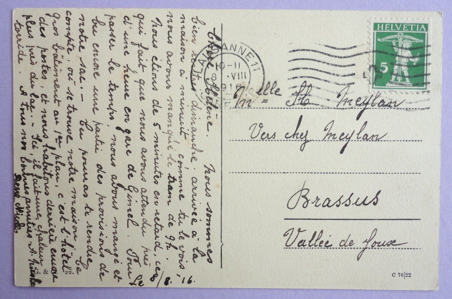 Cartoline postali: Lausanne et les Alpes – Usato da Fétigny venduto da Billy2miny 1