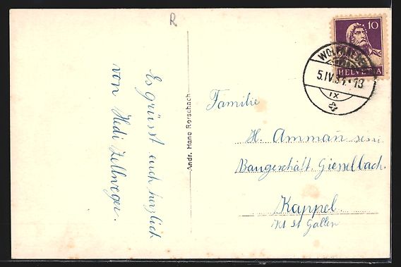 Cartoline postali: AK Wolfhalden, Ortspartie mit Kirche – Usato da Berlin venduto da bartko-reher 1