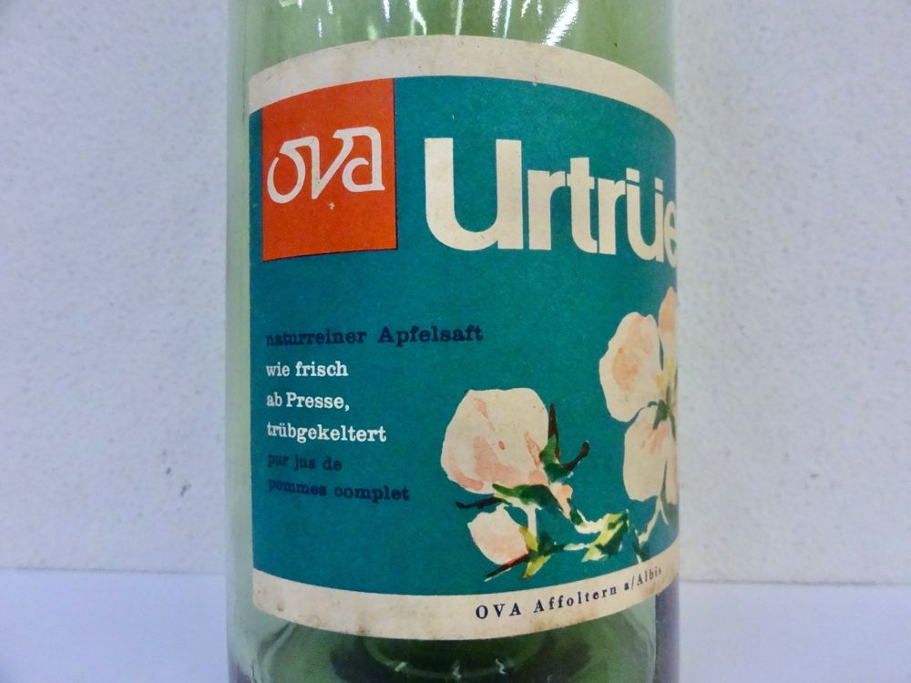 alte Flasche OVA AFFOLTERN AM ALBIS APFELSAFT URTRÜEB 1951 (Gebraucht ...