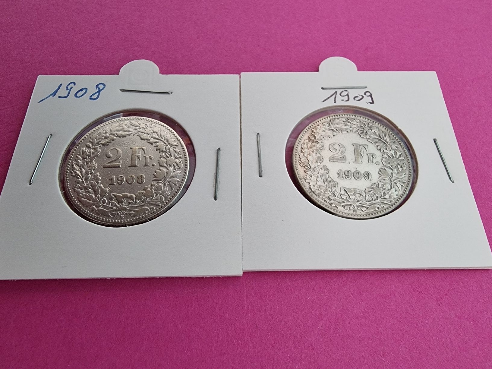 Tutti le monete: 6 Schöne 2.Fränkler von 1908-1913 – Usato da Obergösgen venduto da hachma 2