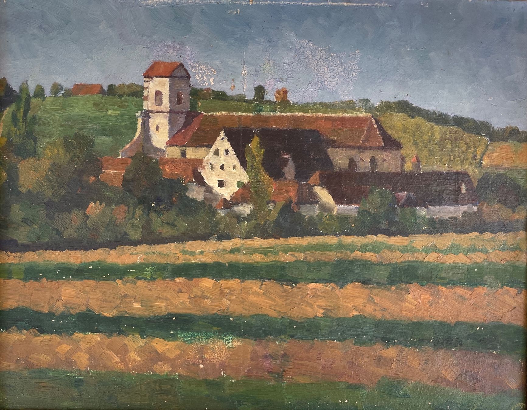 Dipinti: Ölgemälde - Landschaft mit Dorf – Usato da Basel venduto da bigmbh 1