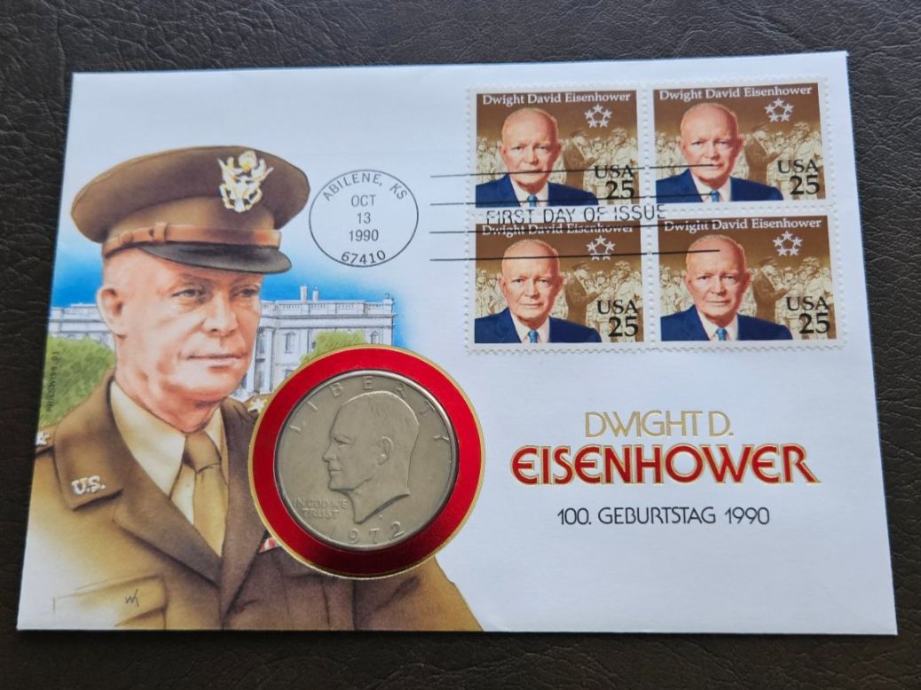Alle Münzen: Numisbrief Dwight D. Eisenhower 100. Geburtstag 1990 – Gebraucht aus Uznach von Rayonii
