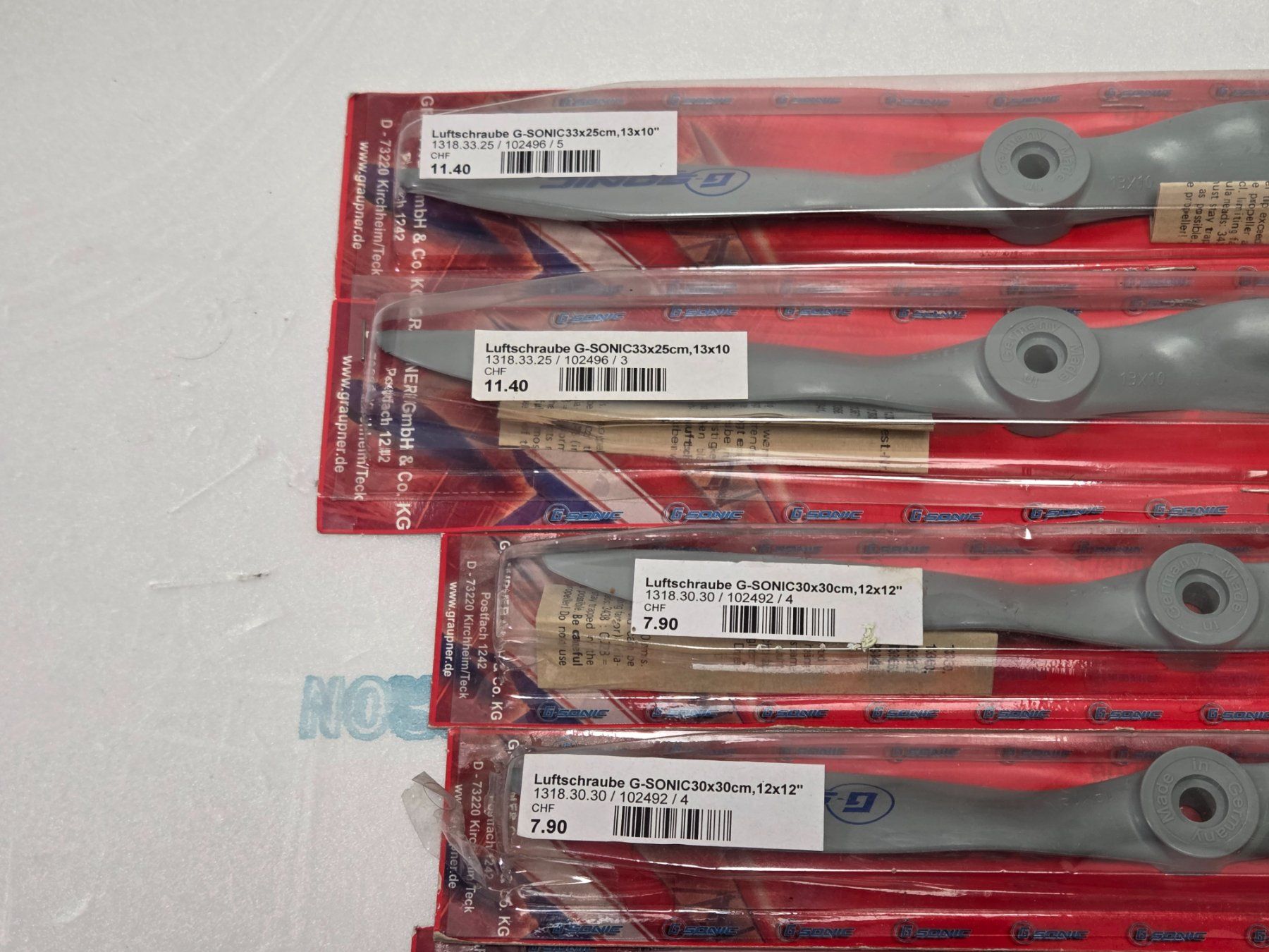 Graupner Modellismo RC: Graupner Propeller G-Sonic div. Grössen 11-13" (7 Stück) – Nuovo e nell'imballaggio originale da Hittnau venduto da Sika86 3