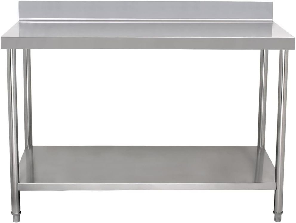 BC-elec Edelstahl Arbeitstisch 60x60 Cm – Mit Aufkantung, Verstellbaren Füßen & Unterer Ablage, Für Gastronomie