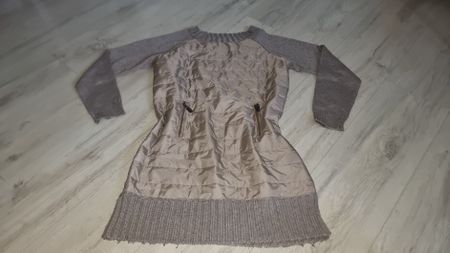 Warme Winter Kleid, Gr. S, gesteppt, Strickärmel