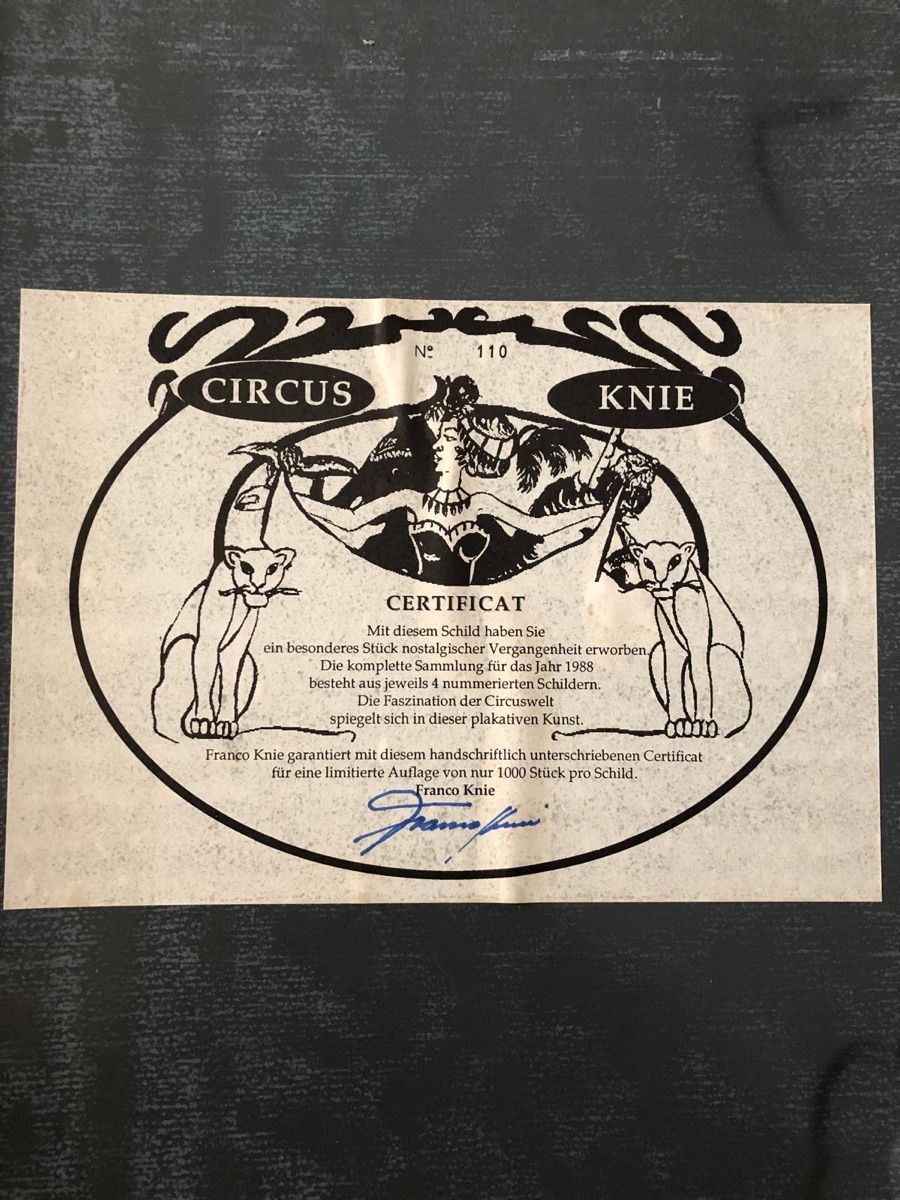 Foto & Immagini: Circus Knie Blechschild Bellinzona 1988 – Usato da Zürich venduto da robbii13 1