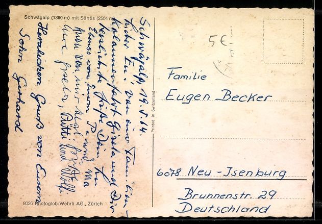 Cartoline postali: AK Schwägalp, Mit Säntis – Usato da Berlin venduto da bartko-reher 1
