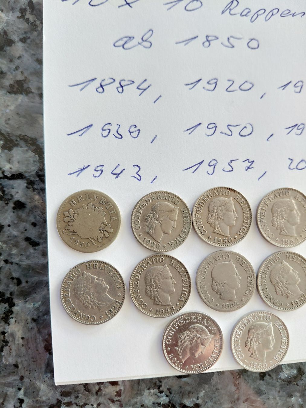 Tutti le monete: 10 x 10 Rappen ab 1850 – Usato da Bonaduz venduto da topolino052 1