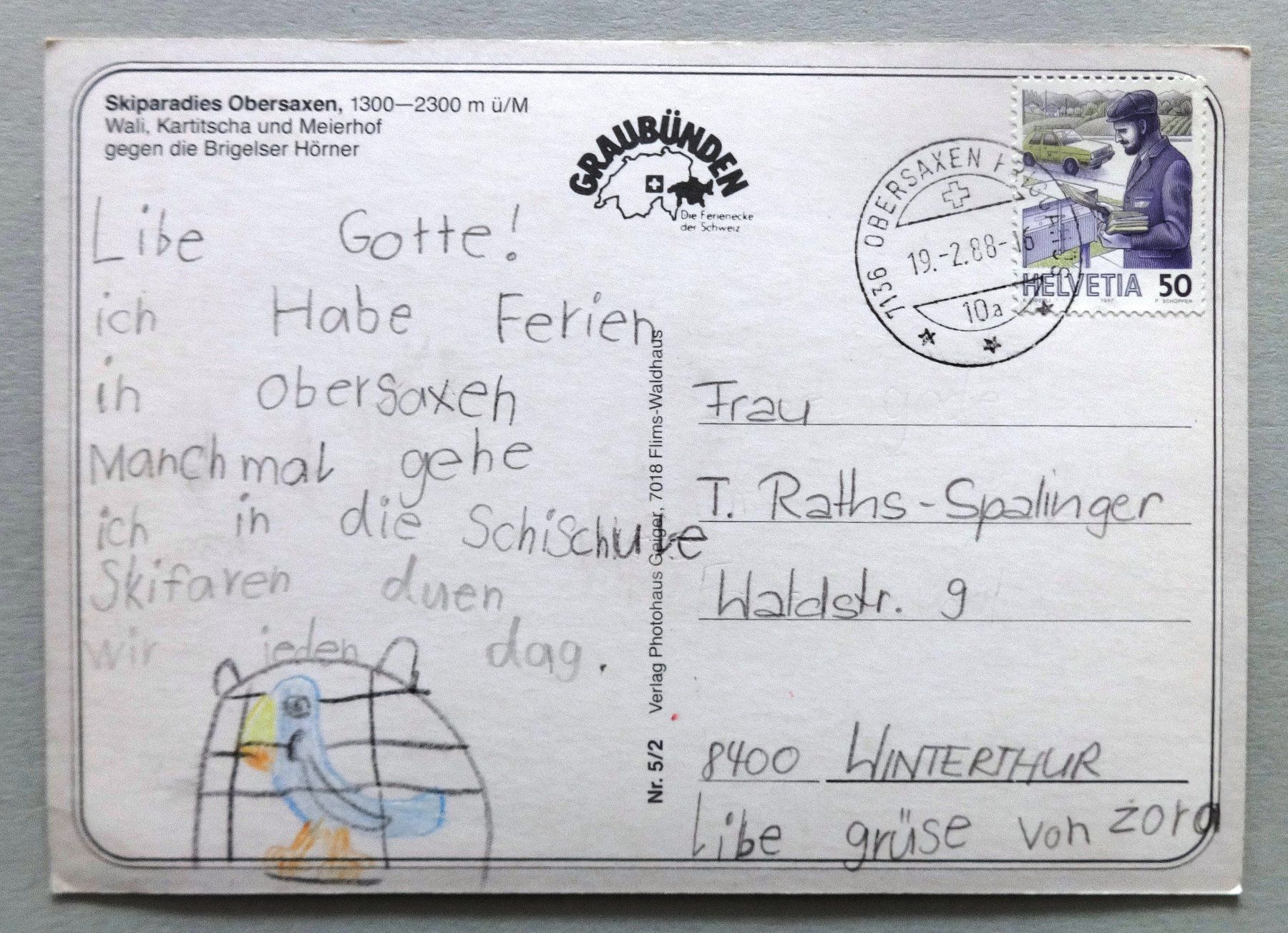 Cartes postales: Obersaxen 1300-2300 m ü.M. – D'occasion à Fétigny par Billy2miny 1