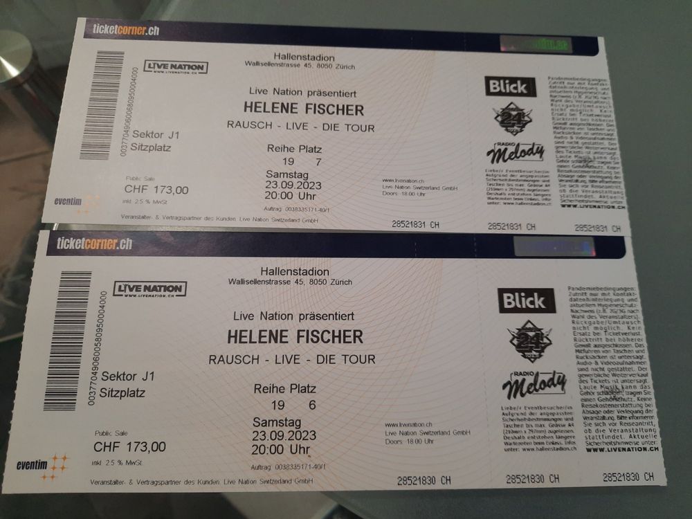  2 Helene Fischer Tickets (Neu (gemäss Beschreibung)) in Dietlikon für Illustration 