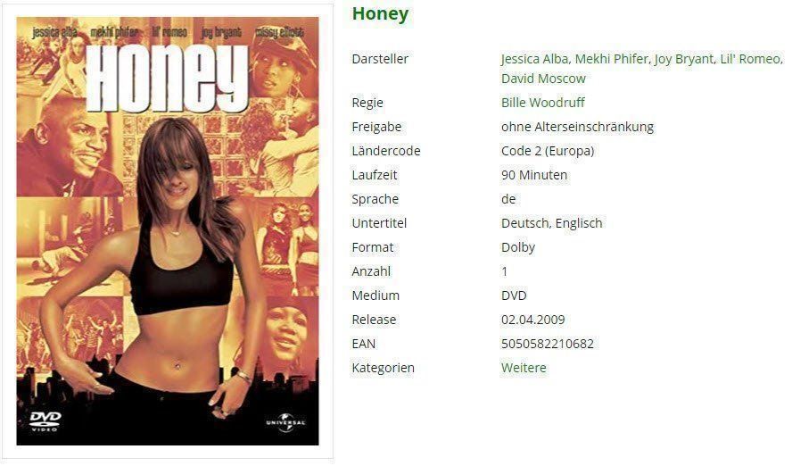 Tutti i DVDs: Honey - DVD – Usato da Buchrain venduto da Sssschaller