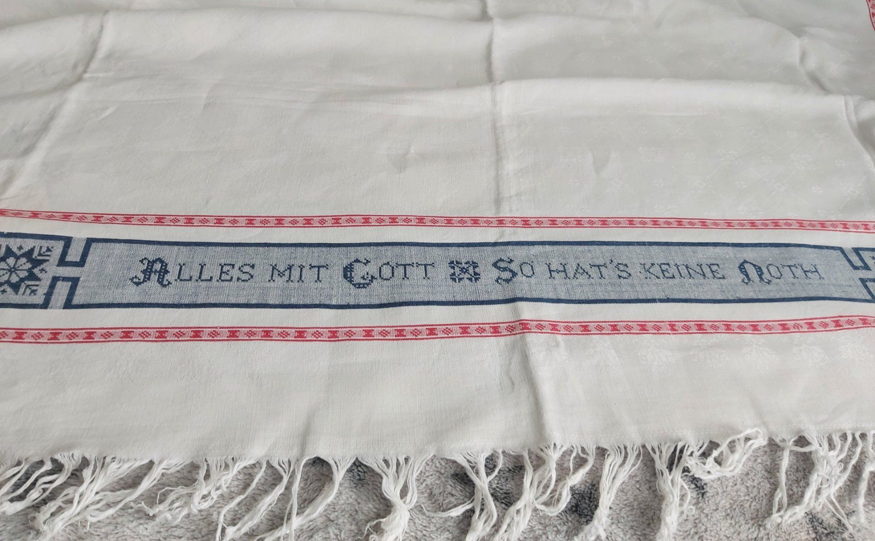 Altra biancheria da tavola: Tischtuch antik mit Spruch – Usato da Bern venduto da aronari 1
