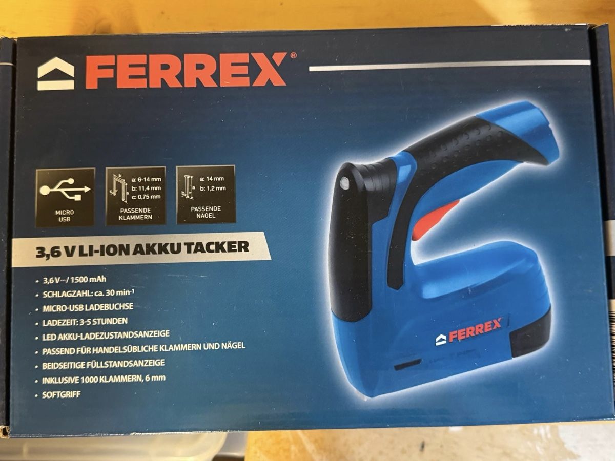 Ferrex Alle Werkzeuge: Ferrex Akku Tacker (Baugleich mit Bosch) – Neu und originalverpackt aus Maisprach von 4464