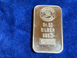 Silberbarren Argor Chiasso 50g 999.0 gebrauchter Zustand