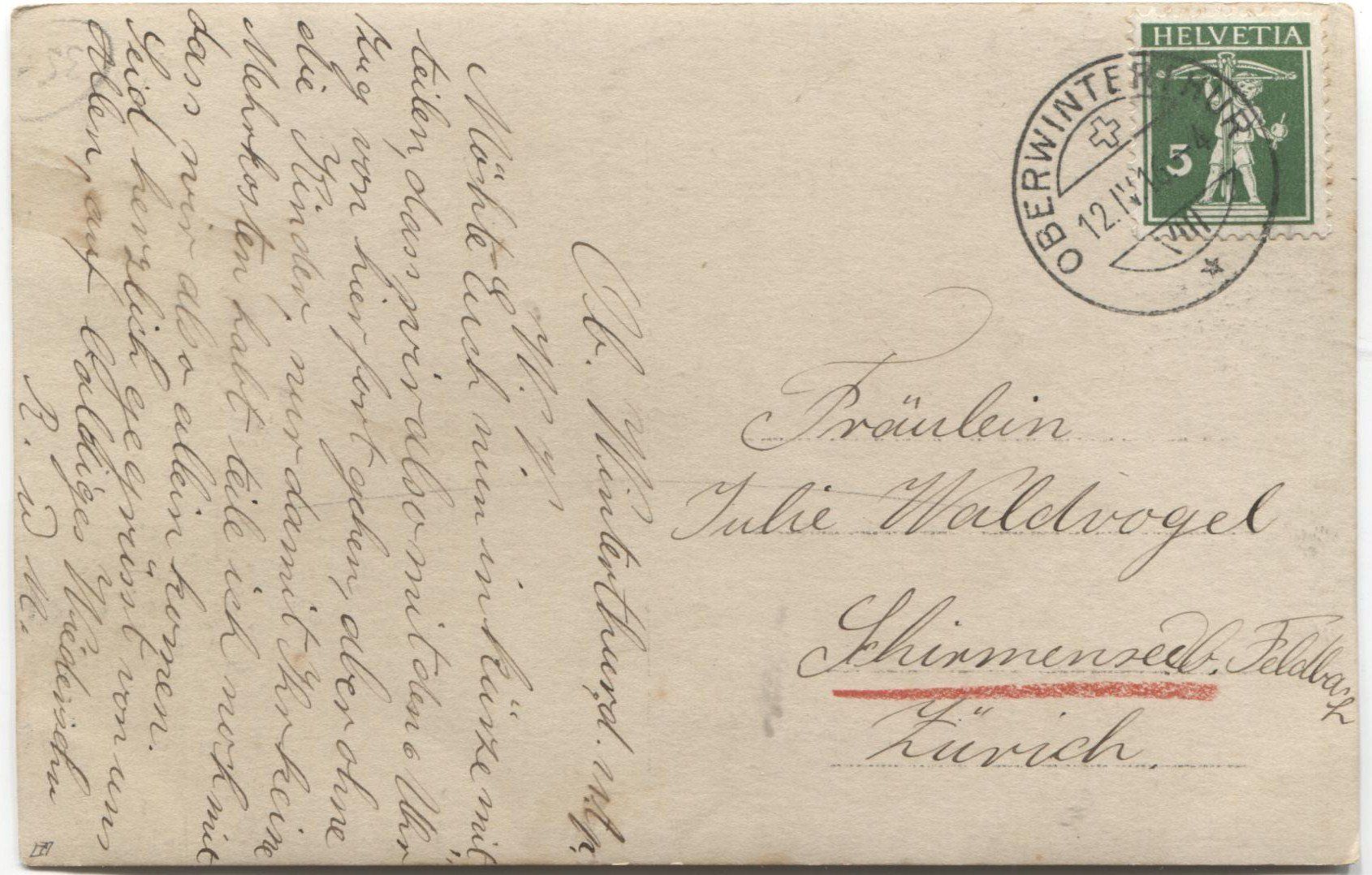 Ansichtskarten: OBERWINTERTHUR ZH 1916 – Gebraucht aus Wil SG von Clanx 1