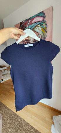 Damen T-Shirt MNG Dunkelblau Grösse M Guter Zustand