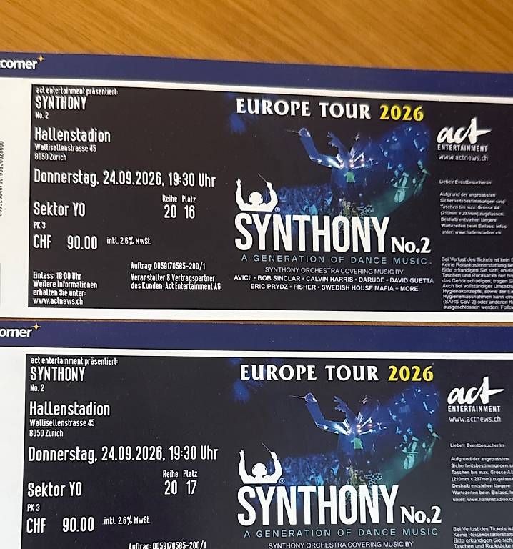 Biglietti: Zu Verkaufen2 Synthony Tickets – Usato da Wittnau venduto da Hoppelhase82