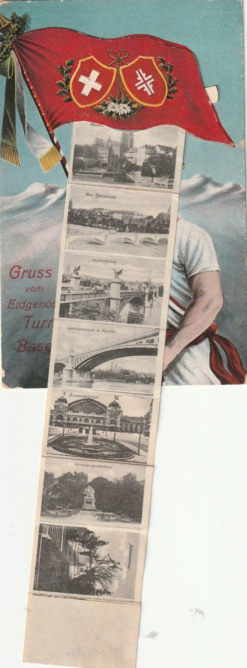 Cartoline postali: Basel-Eidgenössisches Turnfest 1912-Leporello – Usato da uttwil venduto da Koehlerfred 1