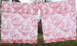 2 genähte Stoffe Toile de Jouy rosa franz. Landhausstil