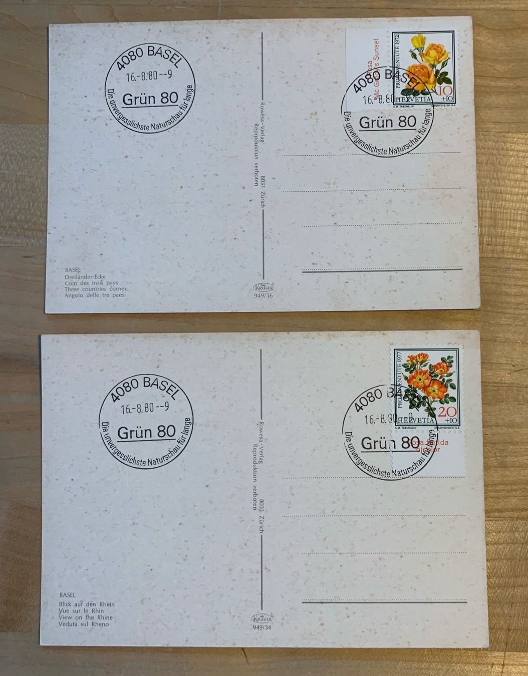Cartoline postali: Basel: Rhein, Dreiländereck 2 Ansichtskarten – Usato da Zürich venduto da ruedigg 1