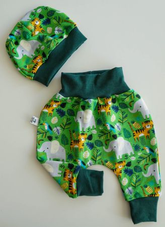 Sweat Pumphose 50/56 & Mütze 0-3M Set - Tiger & Elefant- NEU