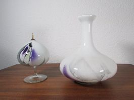 Vase und Öllampe Glas Richartz Collection, signiert 70er