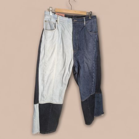ACNE STUDIOS Blå Konst Patchwork  Denim Baggy Wide Leg Jeans