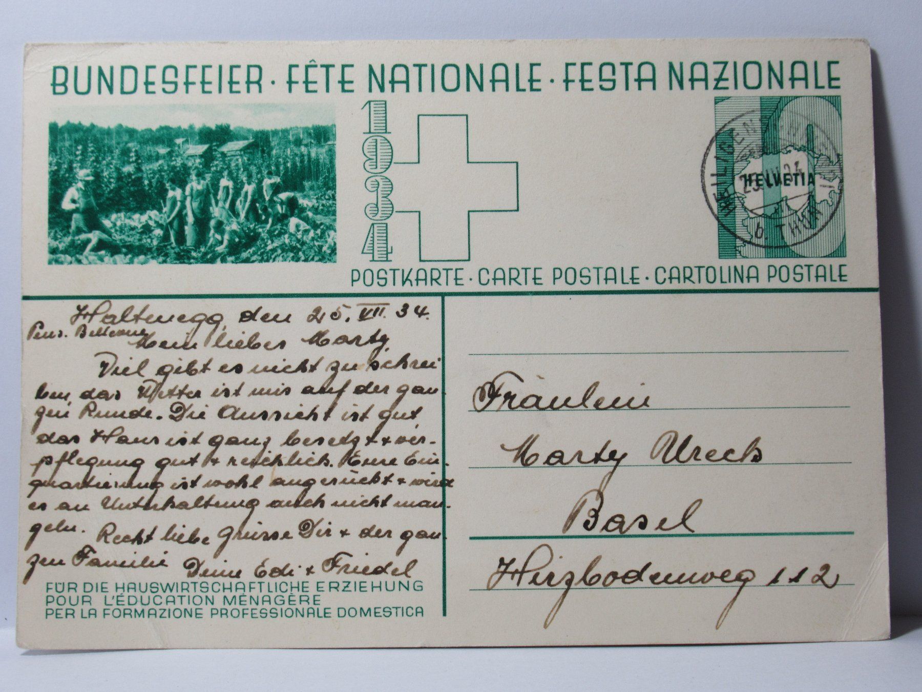 Cartes postales: Bundesfeier Postkarte  1934 – D'occasion à Grenchen par Bluemchen1900 1