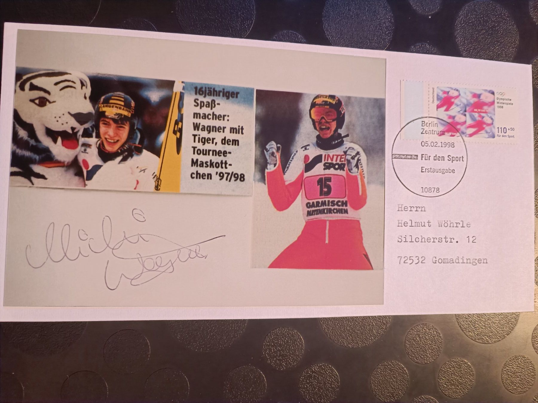 Autografi: Michael Wagner - handsignierte Karte mit Sonderstempel FDC – Usato da Menziken venduto da Artographs