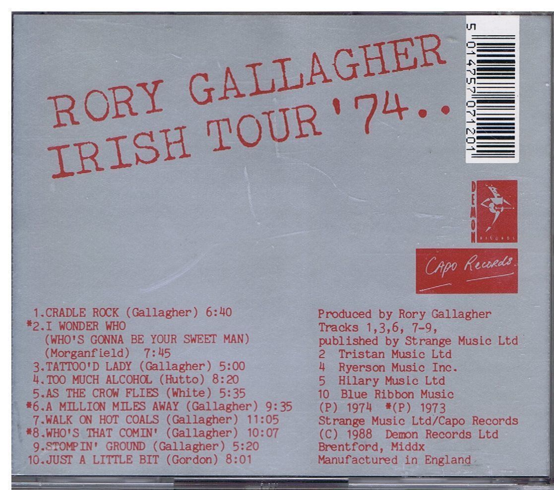 CD: Rory Gallagher – Irish Tour '74 – Usato da Unterengstringen venduto da Lastchance 1