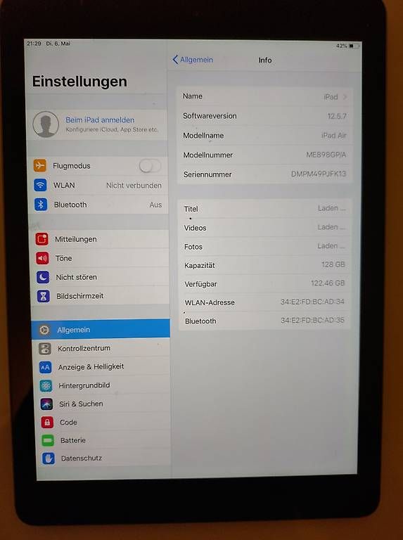 Apple Tablet PC: Tablet A1474 128 GB 9.7 Zoll – Usato da Birsfelden venduto da vik_zt85 1