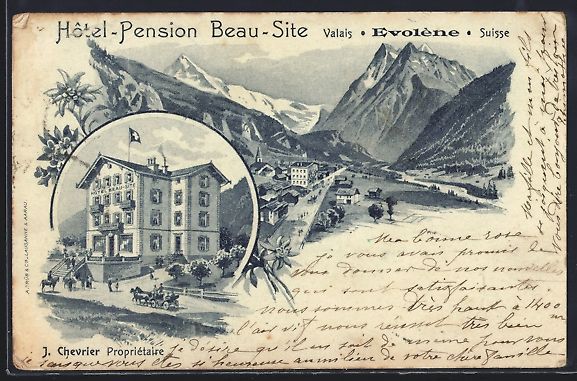 Ansichtskarten: Mondschein-Lithographie Evolène, Hotel- – Gebraucht aus Berlin von bartko-reher